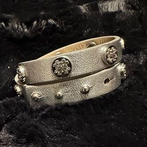 Rustic Cuff silver double wrap bracelet